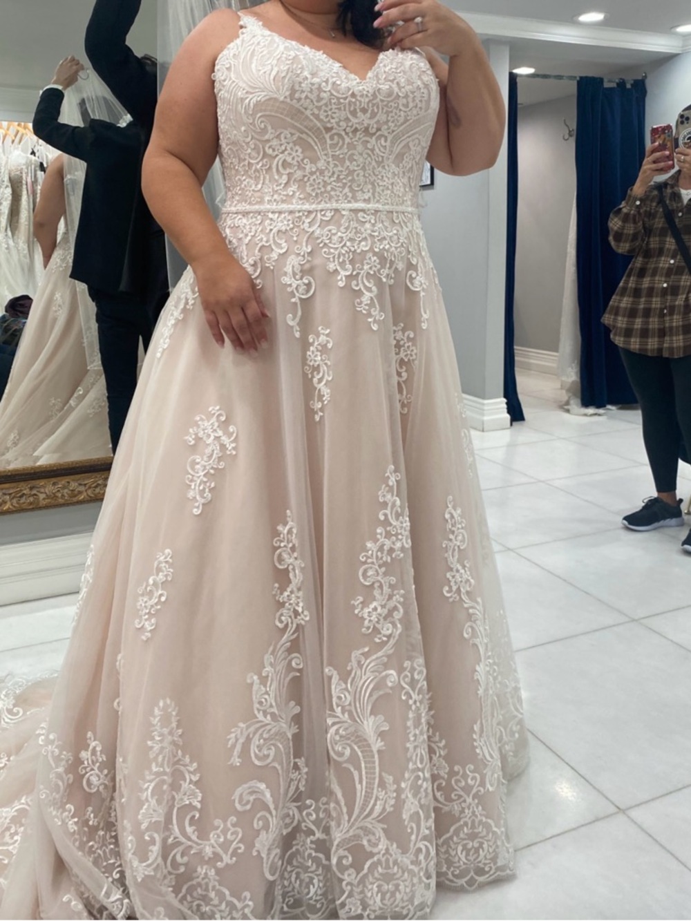 Maggie Sottero Blush and Ivory Lace Ballgown Wedding Dress - Picture 4 of 7